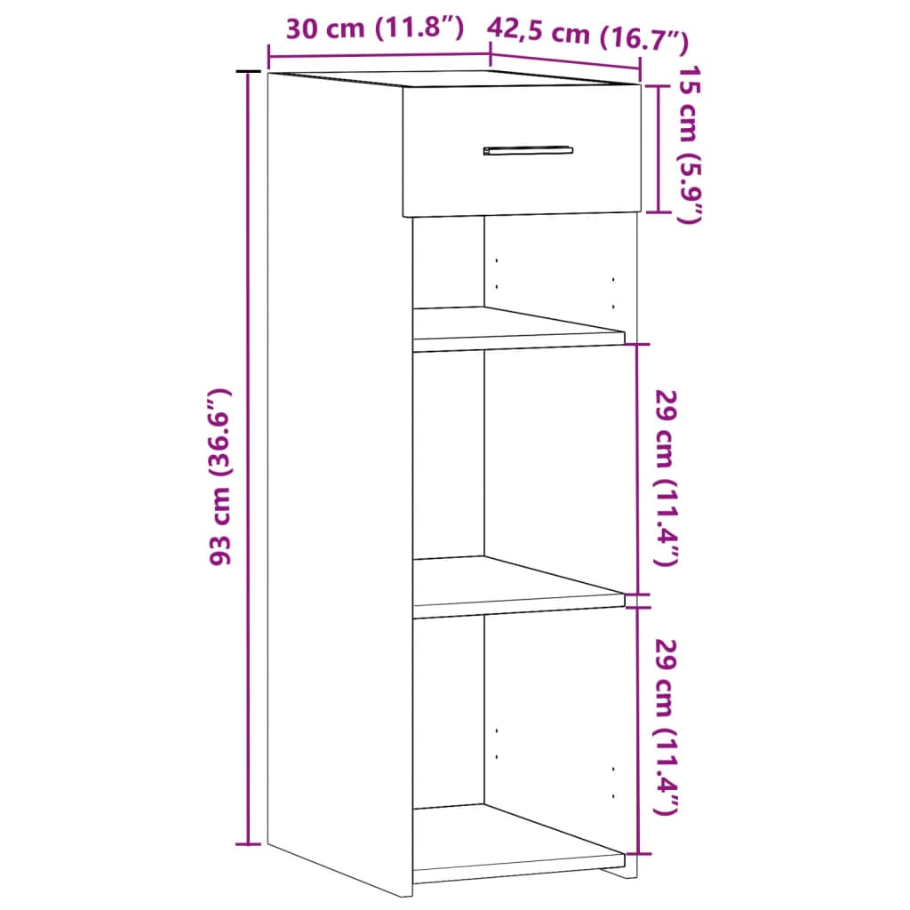 Komoda boja sivog hrasta sonome 30x42,5x93 cm konstruirano drvo