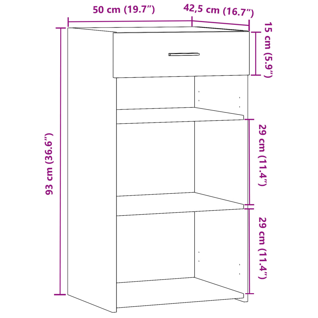 Komoda boja hrasta sonome 50 x 42,5 x 93 cm konstruirano drvo