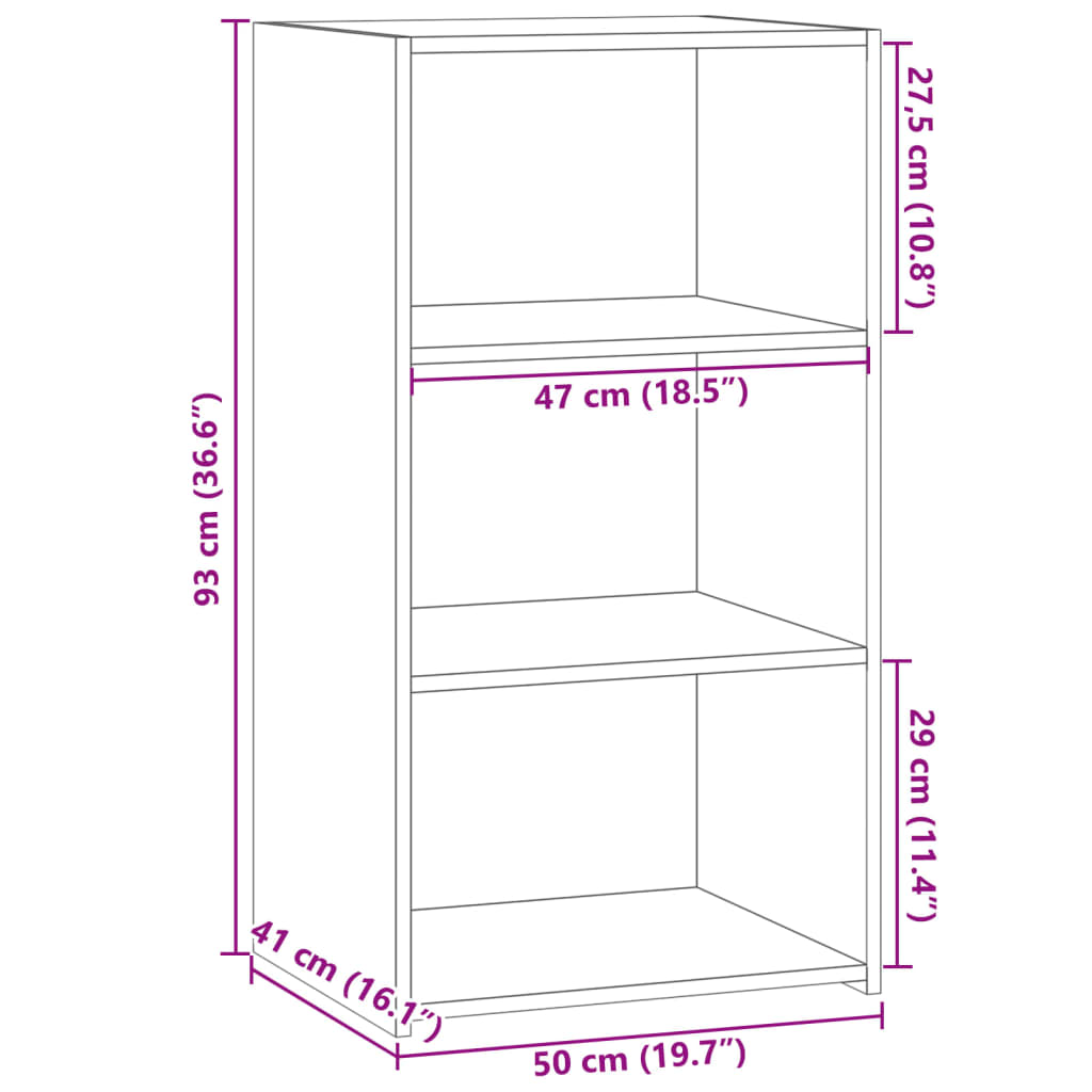 Komoda siva boja hrasta 50x41x93 cm konstruirano drvo