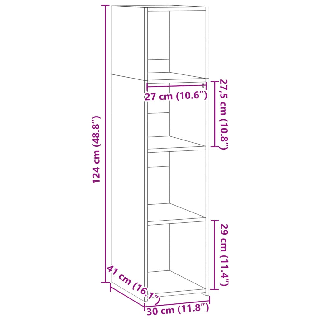Visoka komoda siva sonome 30x41x124 cm od konstruiranog drva