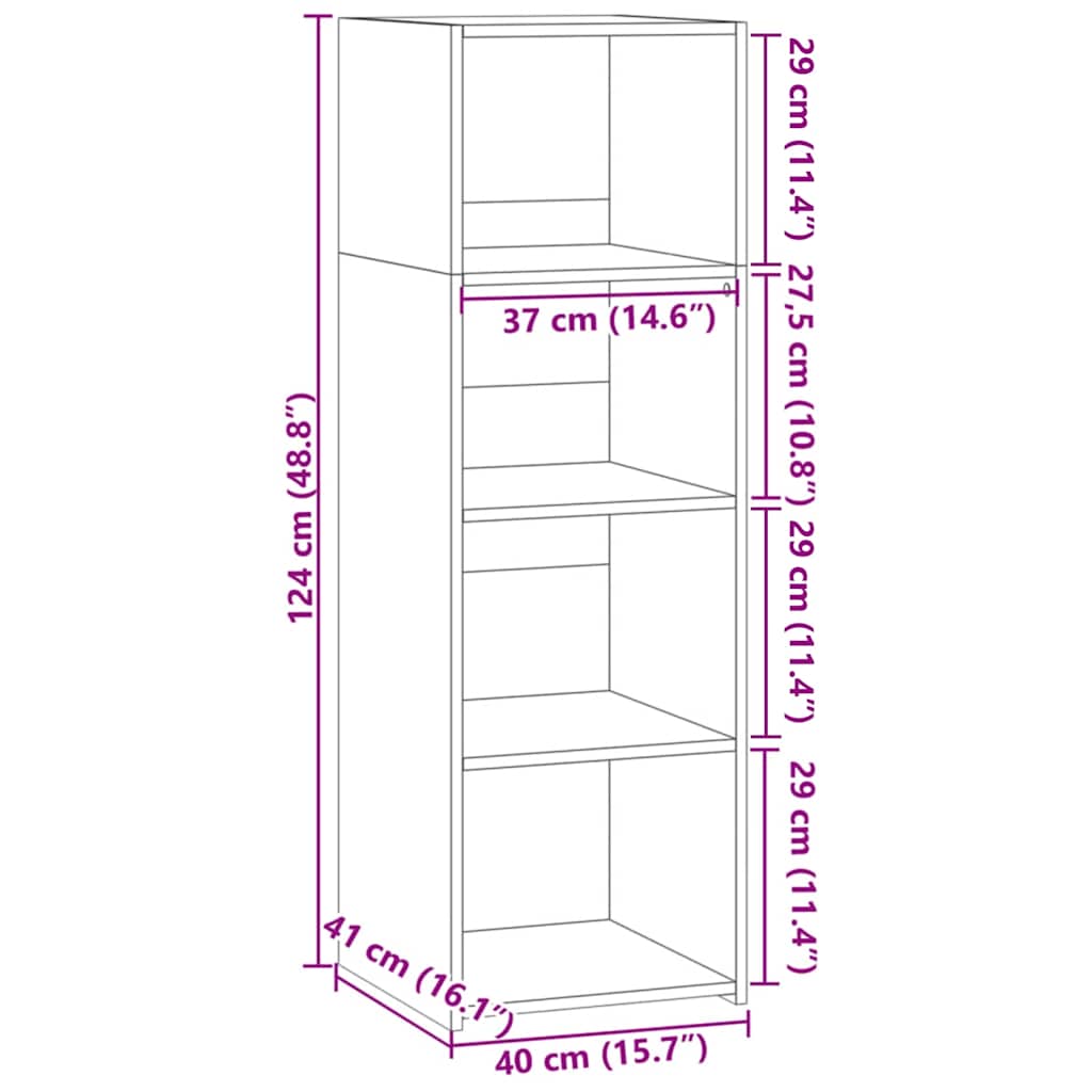 Visoka komoda siva betona 40x41x124 cm od konstruiranog drva