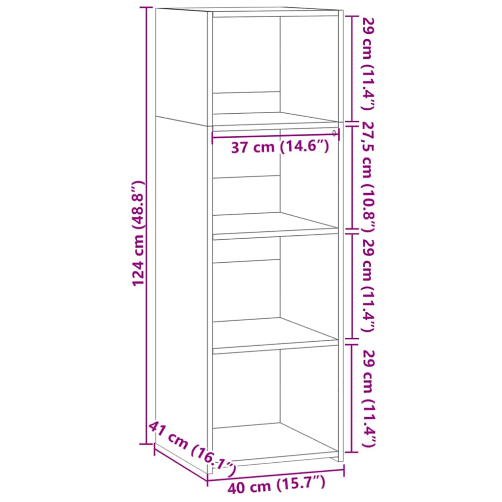 Visoka komoda siva sonome 40x41x124 cm od konstruiranog drva