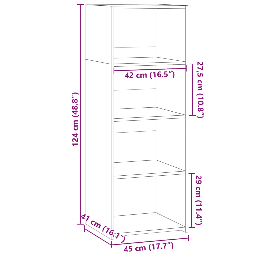 Visoka komoda boja hrasta sonome 45x41x124 cm konstruirano drvo