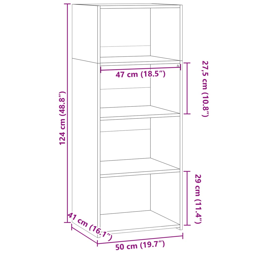 Visoka komoda bijela 50 x 41 x 124 cm od konstruiranog drva