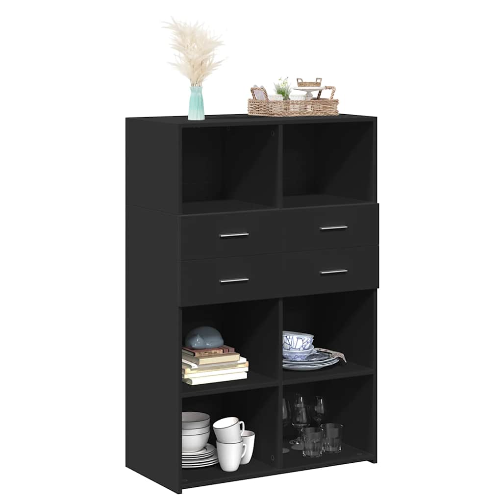 Visoka komoda crna 80 x 42,5 x 124 cm konstruirano drvo