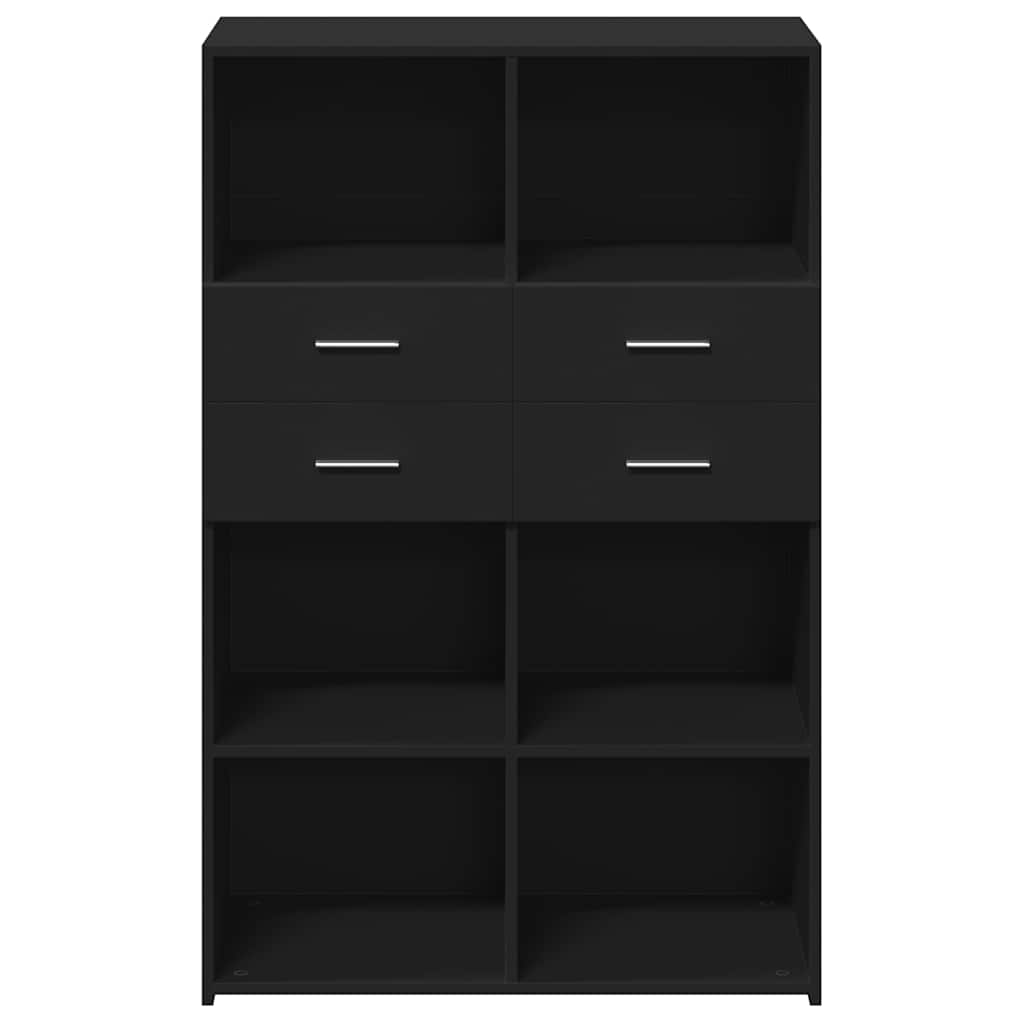 Visoka komoda crna 80 x 42,5 x 124 cm konstruirano drvo