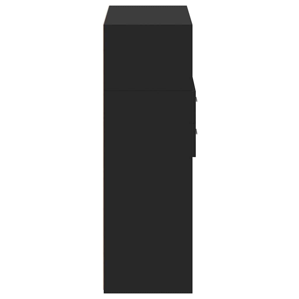 Visoka komoda crna 80 x 42,5 x 124 cm konstruirano drvo