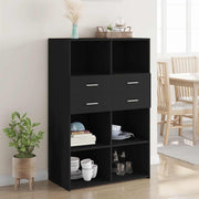 Visoka komoda crna 80 x 42,5 x 124 cm konstruirano drvo