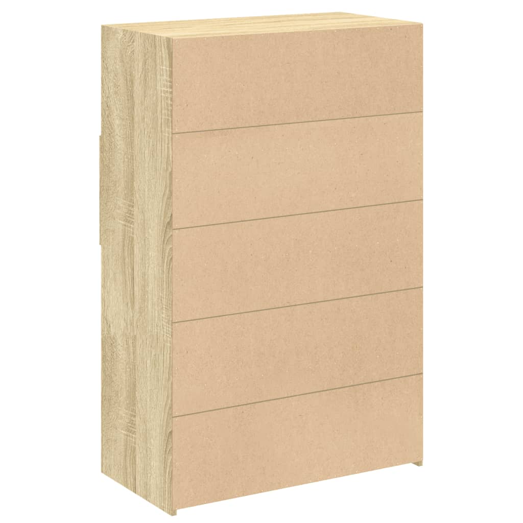 Visoka komoda boja hrasta 80 x 42,5 x 124 cm konstruirano drvo
