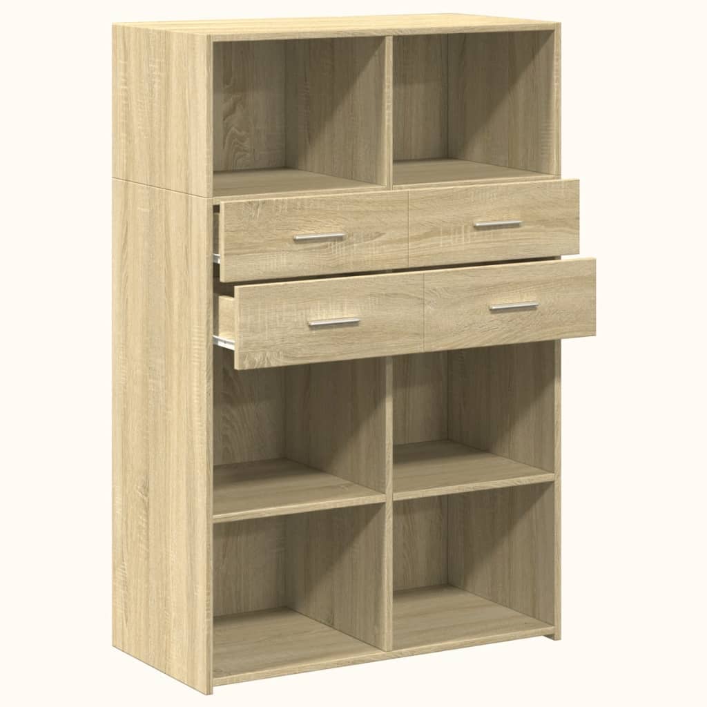 Visoka komoda boja hrasta 80 x 42,5 x 124 cm konstruirano drvo
