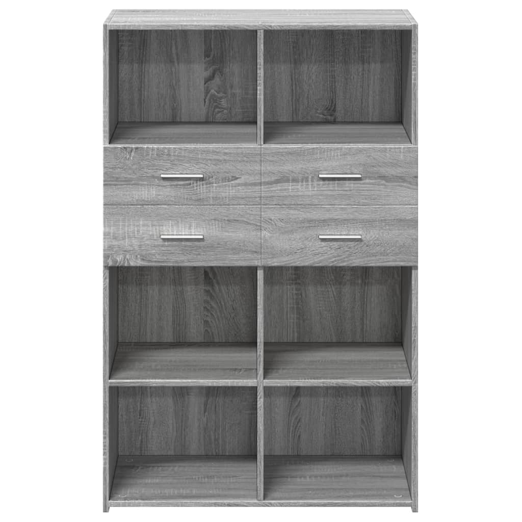Visoka komoda siva boja hrasta 80x42,5x124 cm konstruirano drvo