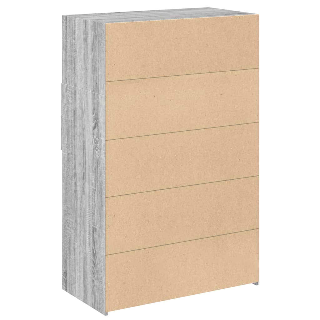 Visoka komoda siva boja hrasta 80x42,5x124 cm konstruirano drvo