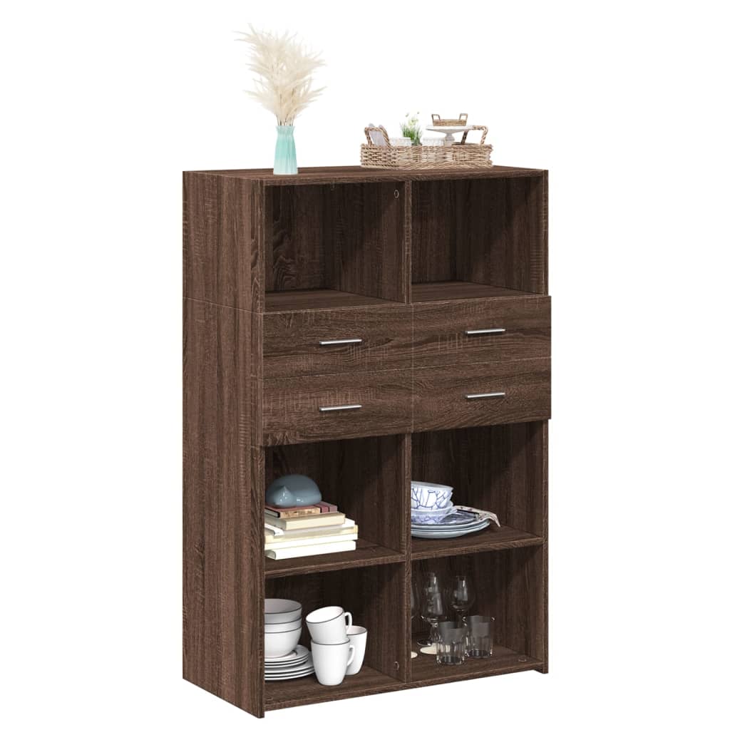 Visoka komoda boja hrasta 80 x 42,5 x 124 cm konstruirano drvo