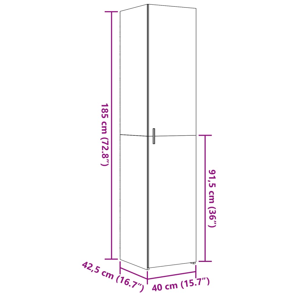 Visoka komoda boja hrasta 40x42,5x185 cm od konstruiranog drva