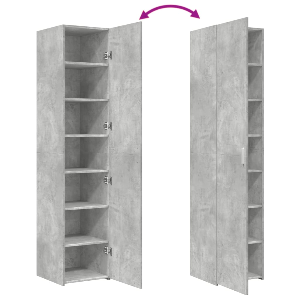 Visoka komoda boja betona 40x42,5x185 cm od konstruiranog drva