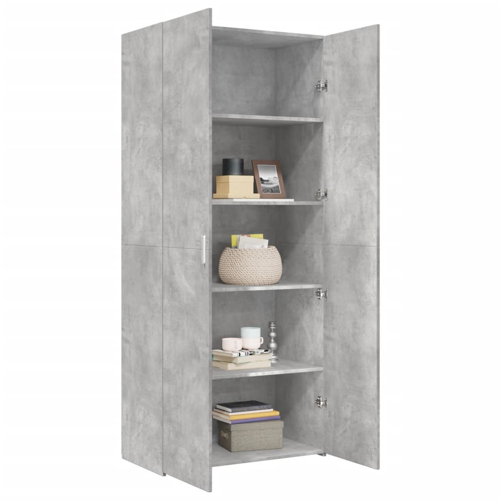Visoka komoda siva boja betona 80 x 42,5 x 185 cm drvena