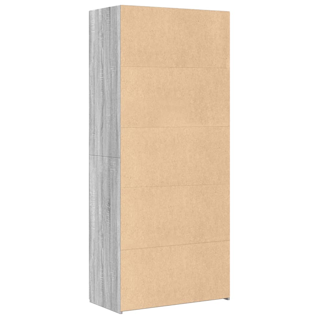 Visoka komoda siva boja hrasta 80 x 42,5 x 185 cm drvena