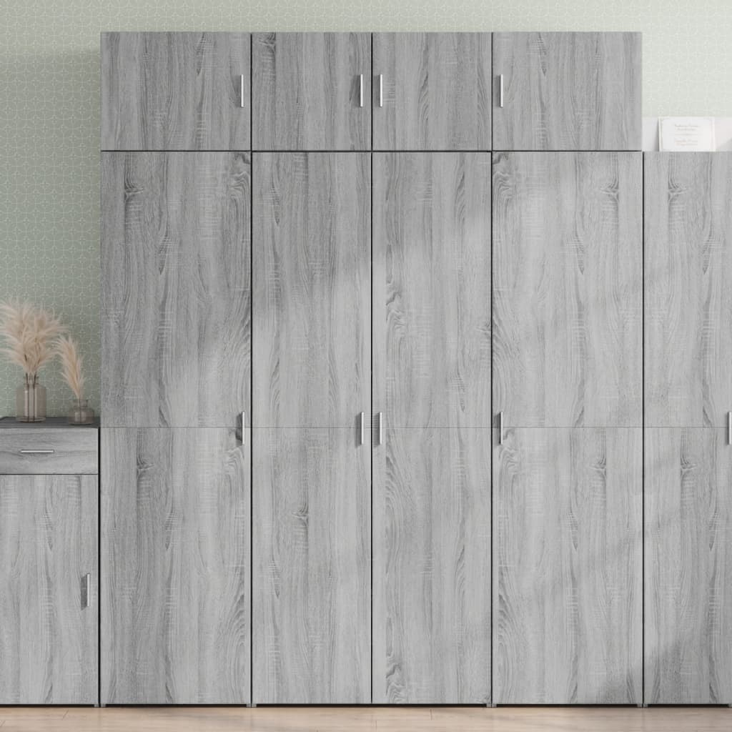 Visoka komoda siva boja hrasta 80 x 42,5 x 185 cm drvena