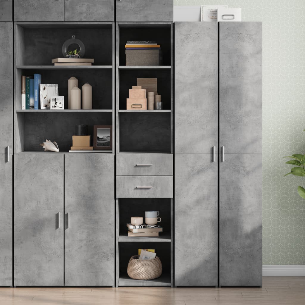 Visoka komoda boja betona 40x42,5x185 cm od konstruiranog drva