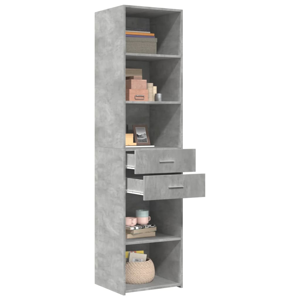 Visoka komoda siva betona 45x42,5x185 cm od konstruiranog drva