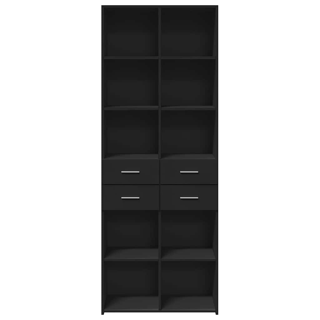 Visoka komoda crna 70 x 42,5 x 185 cm od konstruiranog drva