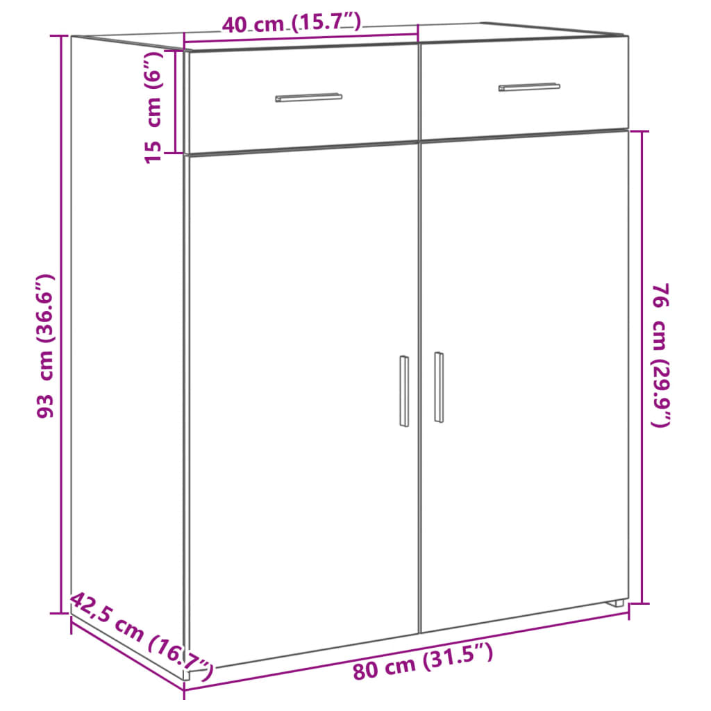 Komoda boja hrasta sonome 80x42,5x93 cm od konstruiranog drva