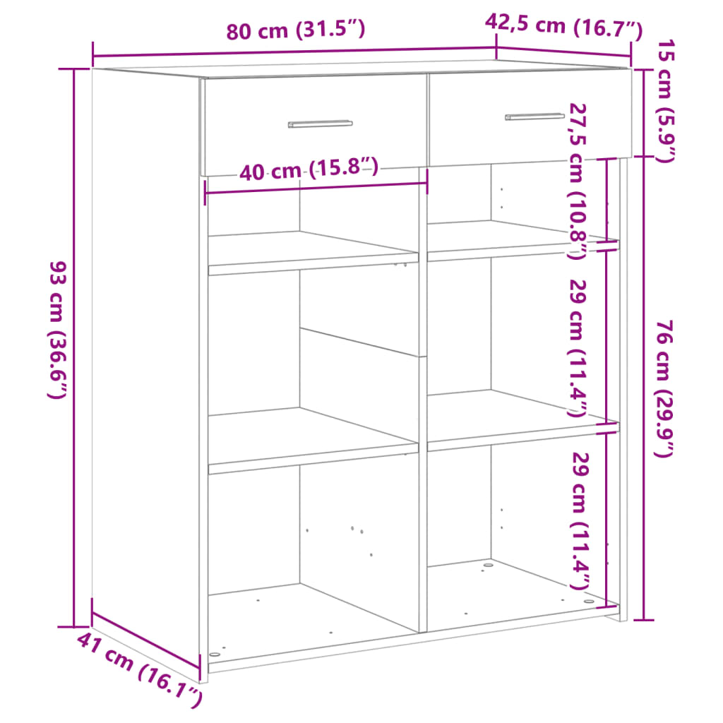 Komoda boja hrasta sonome 80x42,5x93 cm od konstruiranog drva
