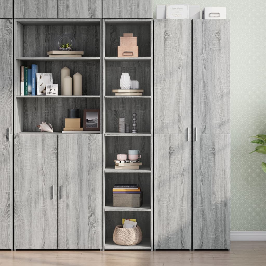 Visoka komoda siva boja hrasta 40x41x185 cm konstruirano drvo