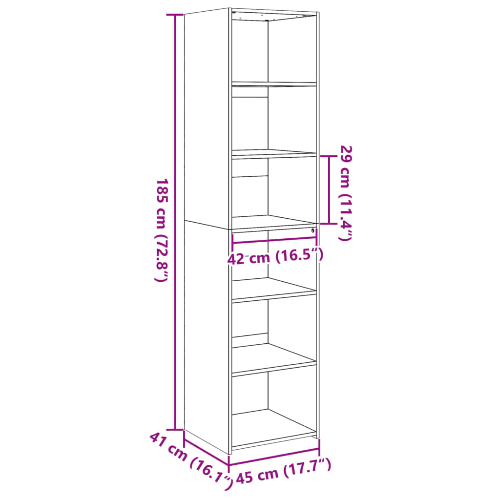 Visoka komoda boja hrasta sonome 45x41x185cm konstruirano drvo