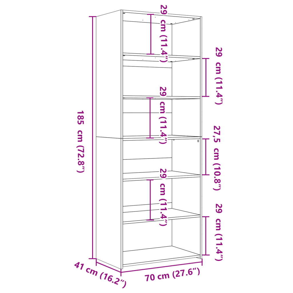 Visoka komoda siva betona 70x41x185 cm od konstruiranog drva
