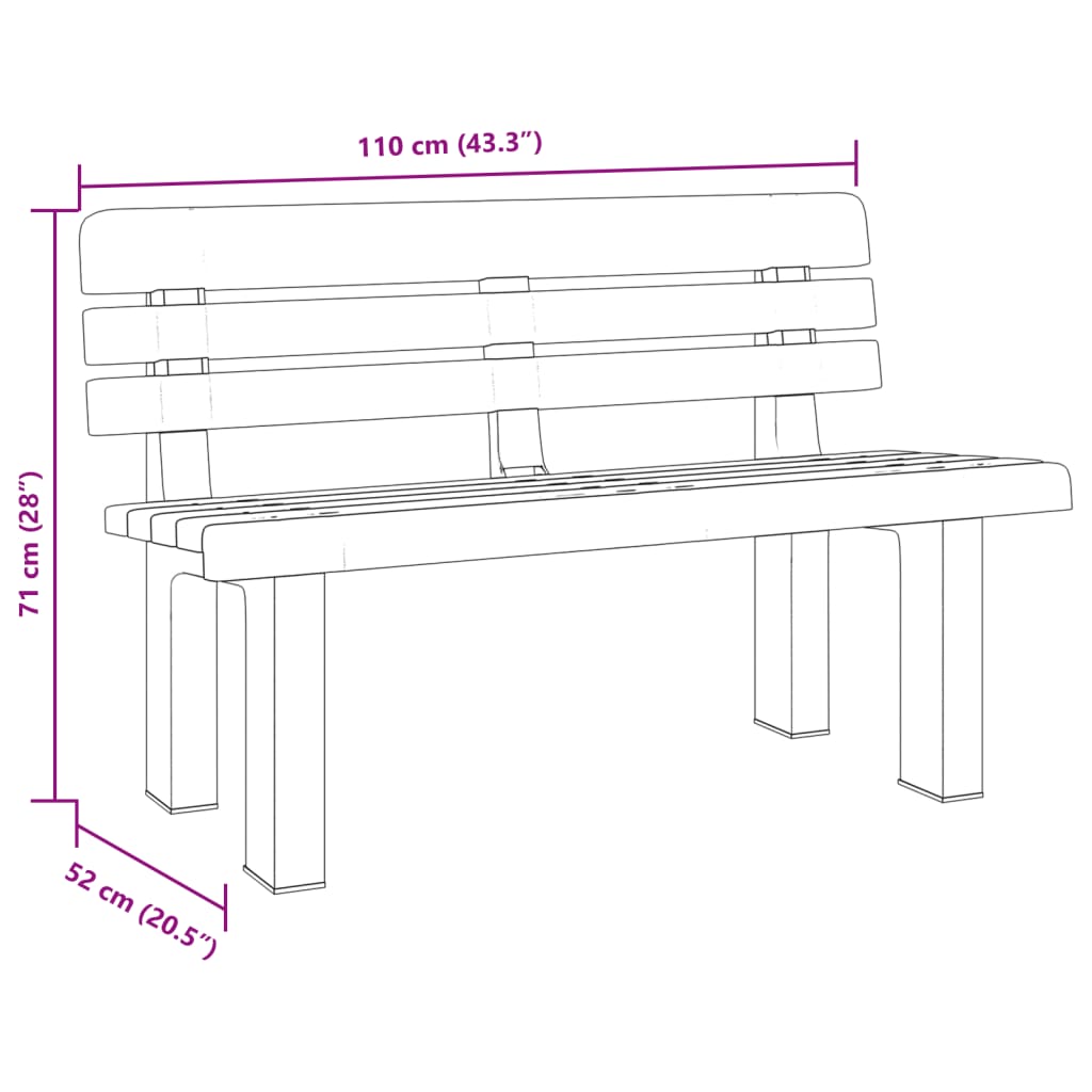 Vrtna klupa zelena 110 x 52 x 71 cm od polipropilena
