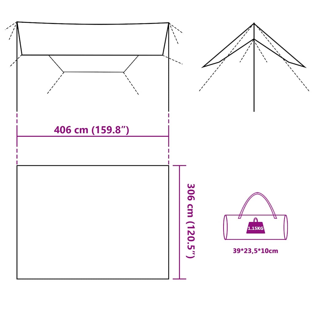 Cerada za kampiranje maskirna 406x306 cm vodootporna