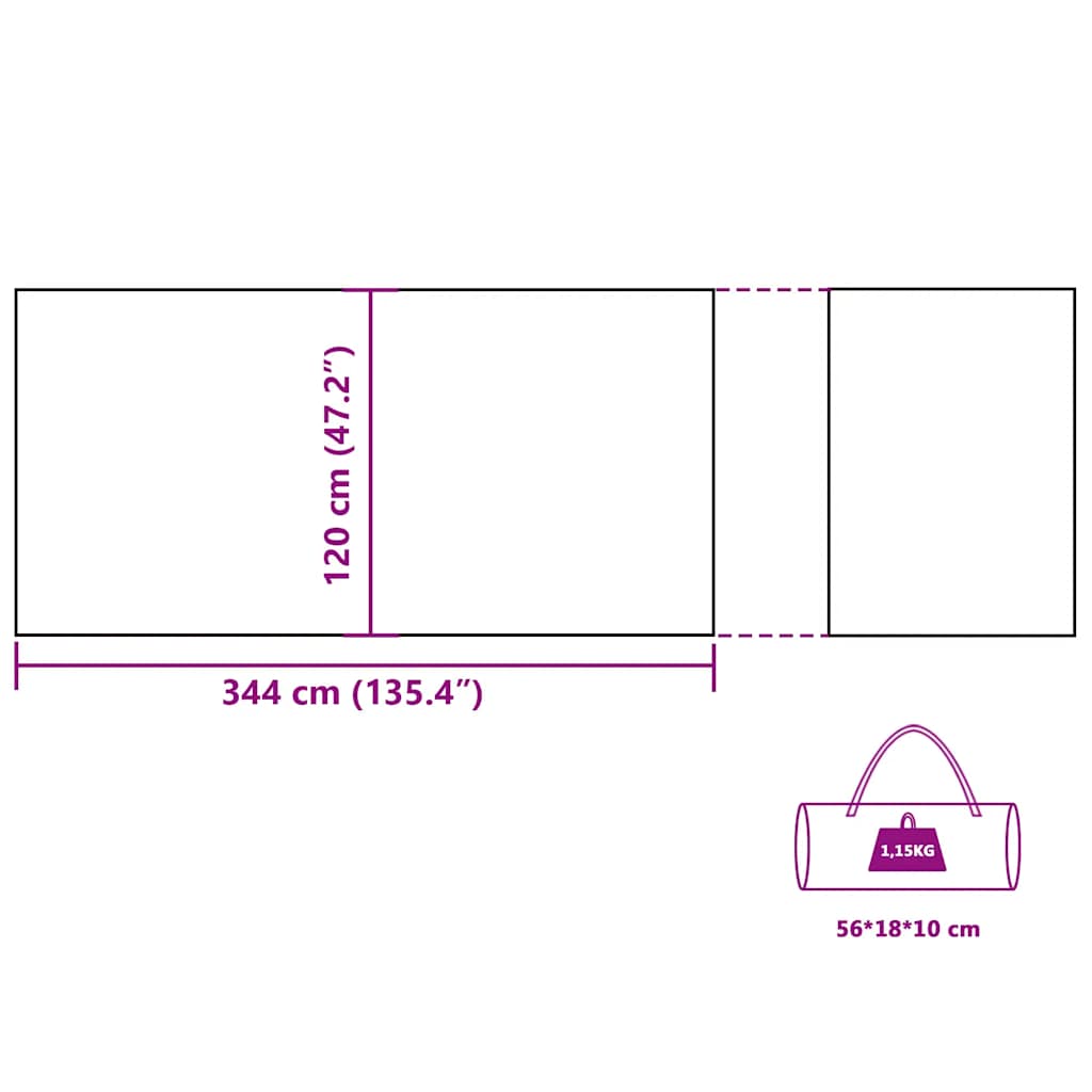 Vjetrobran za kampiranje plavo 344x120 cm vodootporni