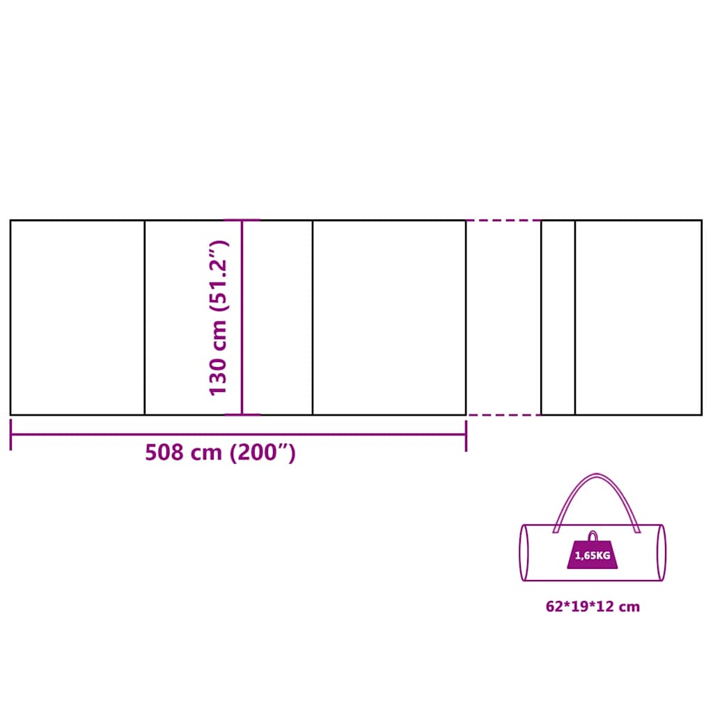 Vjetrobran za kampiranje zeleni 508x130 cm vodootporni