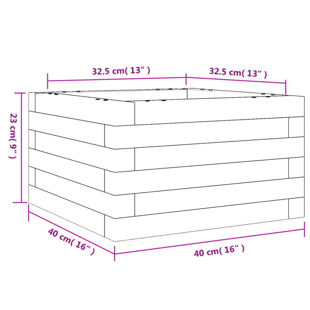 Vrtna sadilica 40 x 40 x 23 cm od masivne borovine
