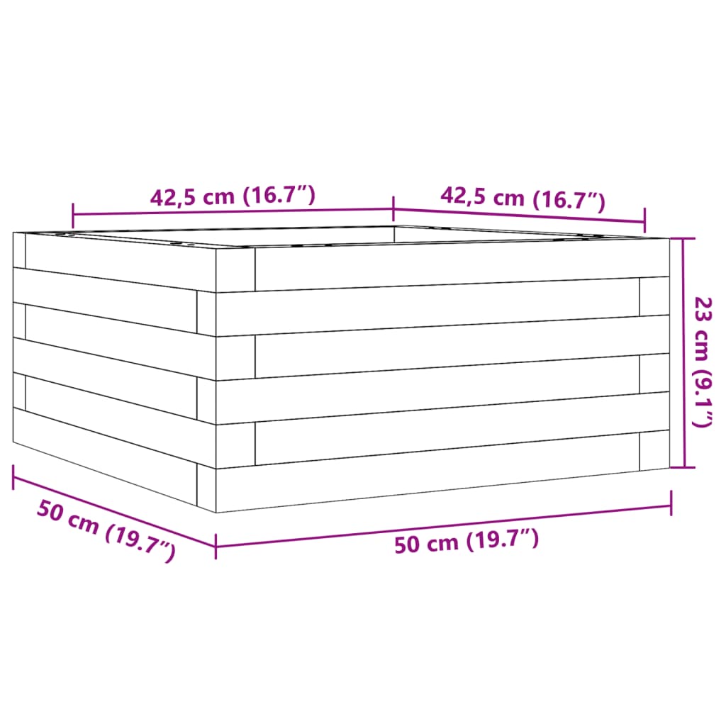 Vrtna sadilica voštano smeđa 50 x 50 x 23 cm masivna borovina