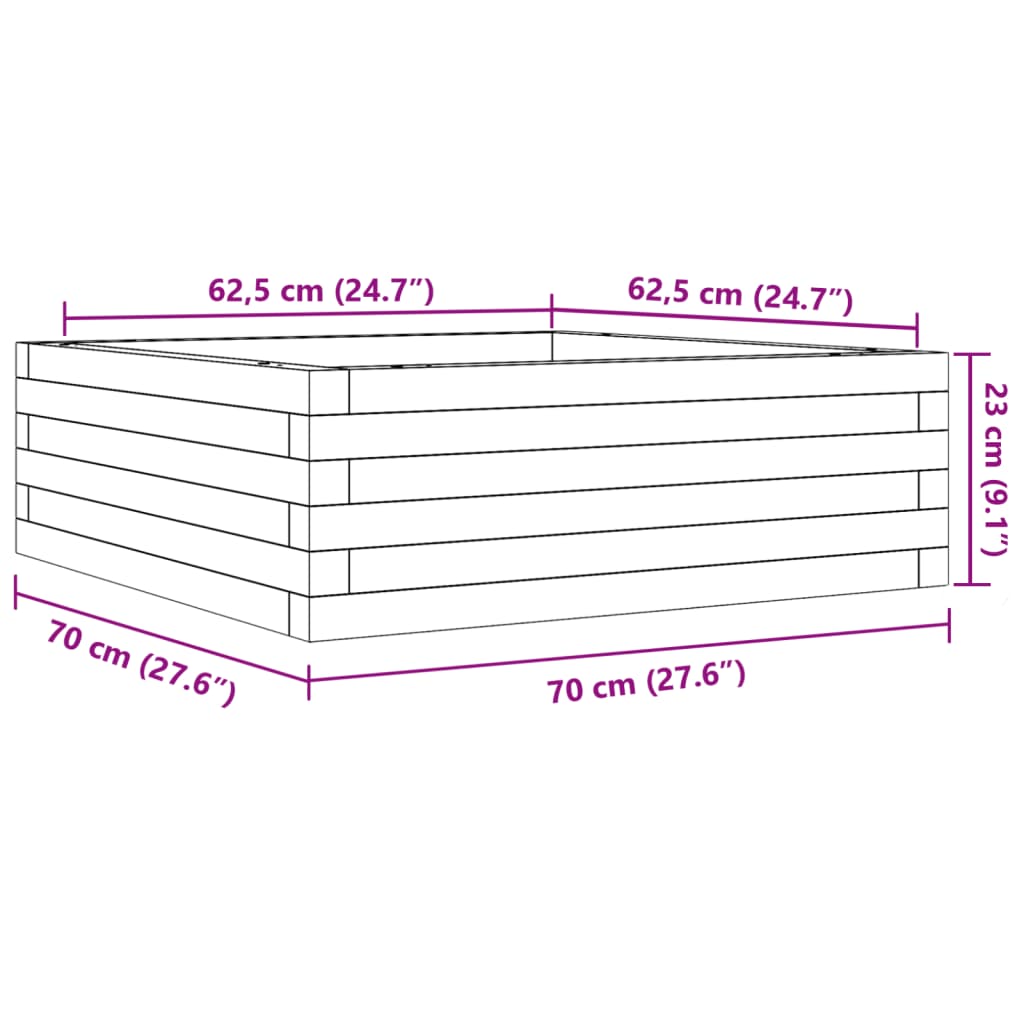Vrtna sadilica 70x70x23 cm od masivnog drva duglazije