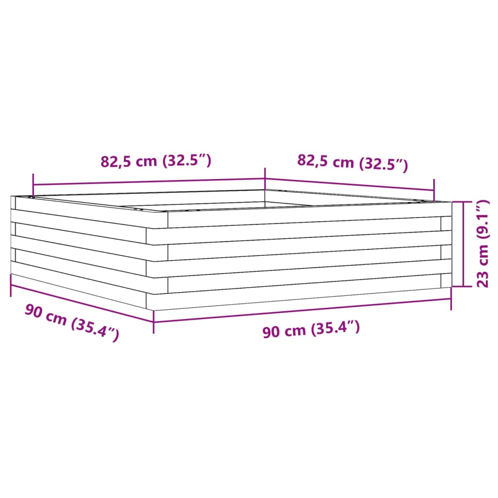 Vrtna sadilica 90 x 90 x 23 cm od masivnog drva duglazije
