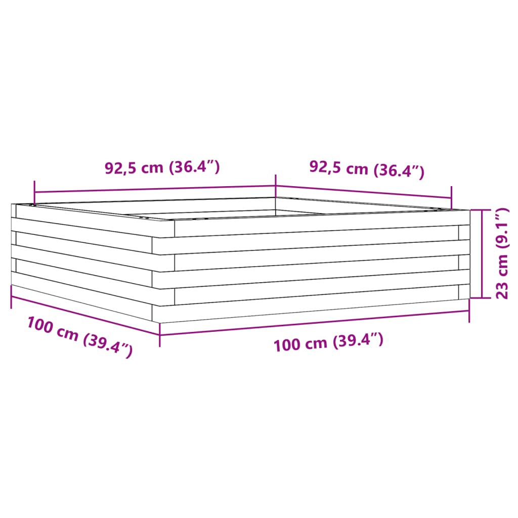Vrtna sadilica 100x100x23 cm od masivnog drva duglazije