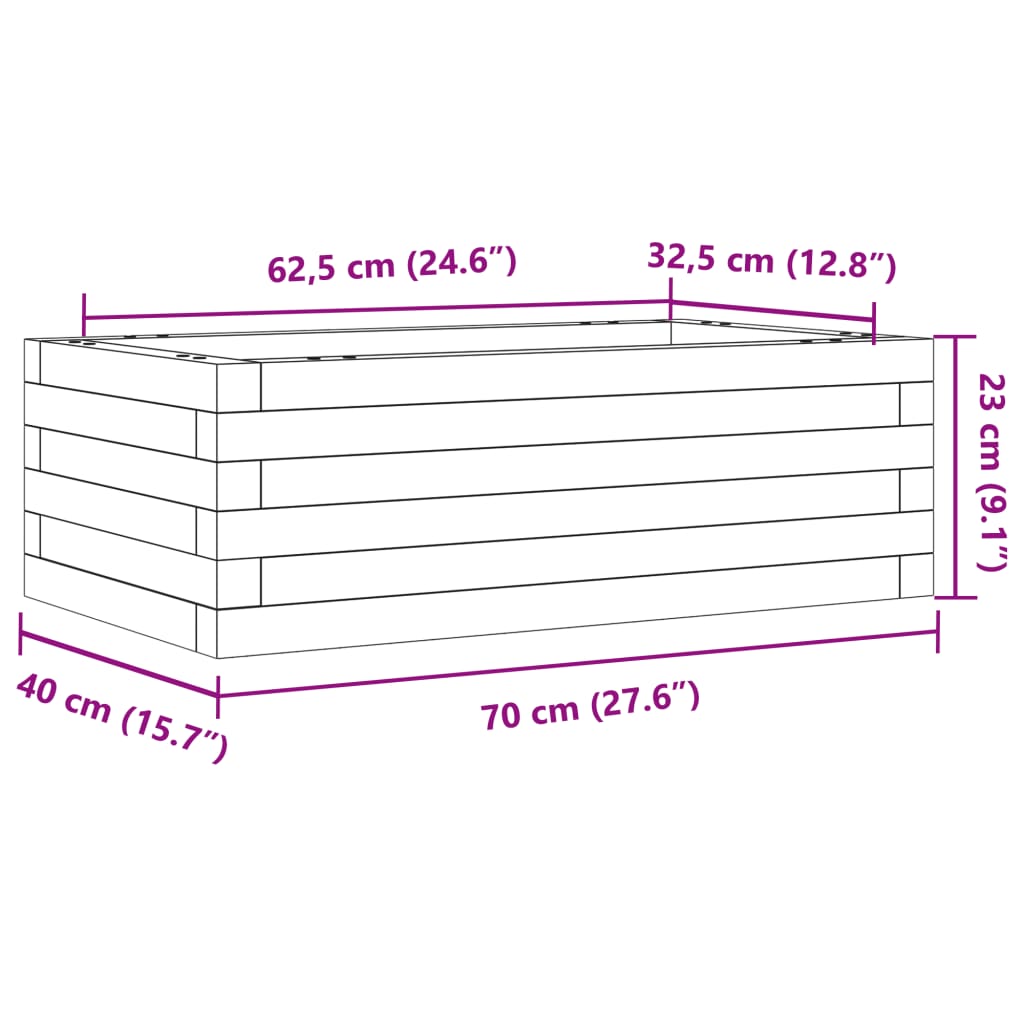 Vrtna sadilica voštano smeđa 70 x 40 x 23 cm masivna borovina