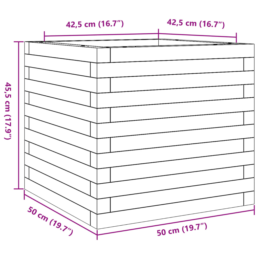 Vrtna sadilica 50x50x45,5 cm od masivnog drva duglazije
