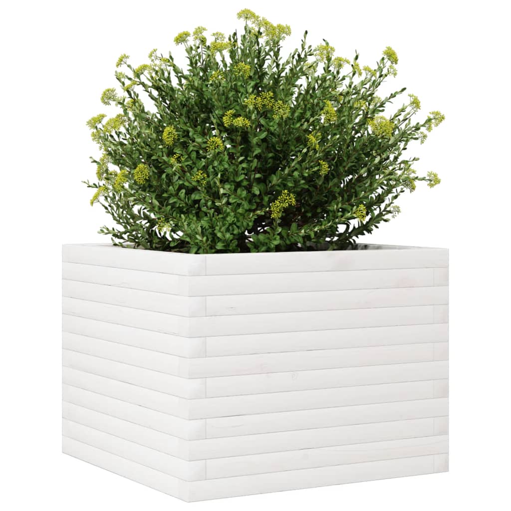 Vrtna sadilica bijela 60x60x45,5 cm od masivne borovine