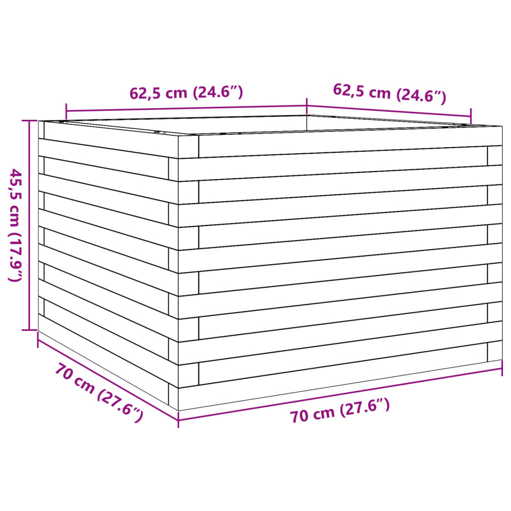Vrtna sadilica 70x70x45,5 cm od masivne borovine