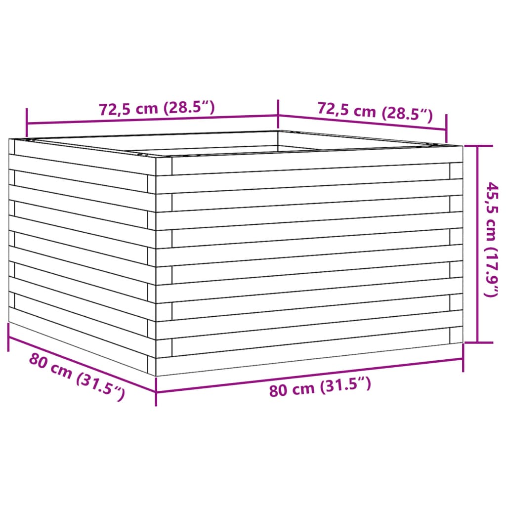 Vrtna sadilica 80x80x45,5 cm od masivnog drva duglazije
