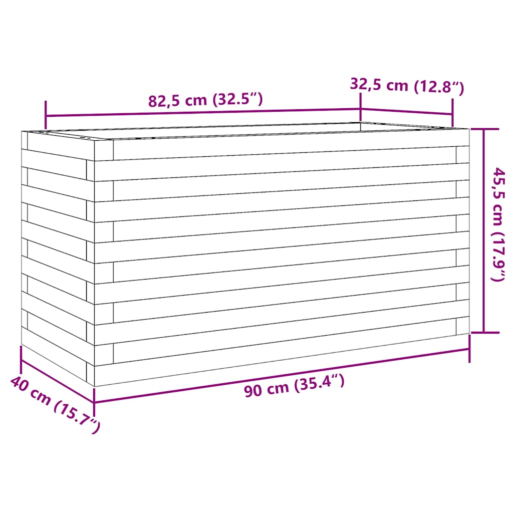 Vrtna sadilica voštano smeđe boje 90x40x45,5 cm od borovine