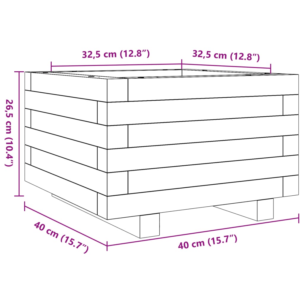 Vrtna sadilica 40x40x26,5 cm od masivne borovine