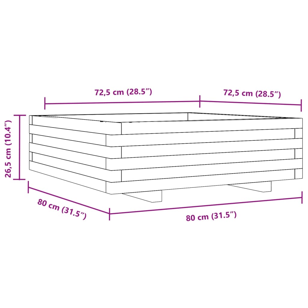 Vrtna sadilica 80 x 80 x 26,5 cm od impregnirane borovine