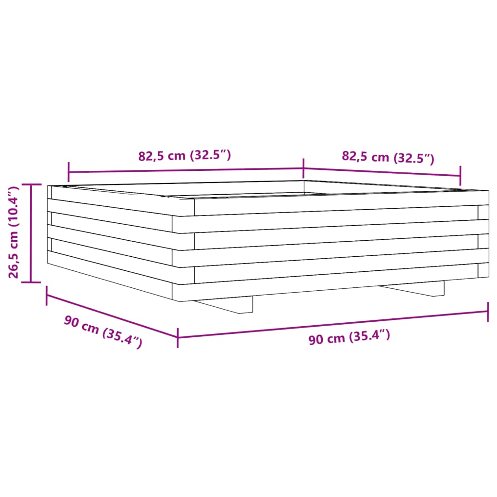 Vrtna sadilica 90x90x26,5 cm od masivnog drva duglazije