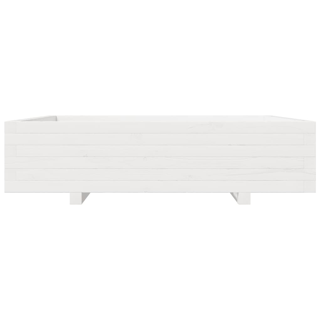 Vrtna sadilica bijela 100x100x26,5 cm od masivne borovine