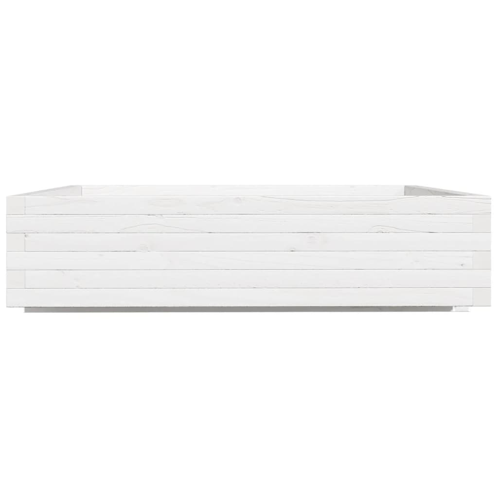 Vrtna sadilica bijela 100x100x26,5 cm od masivne borovine